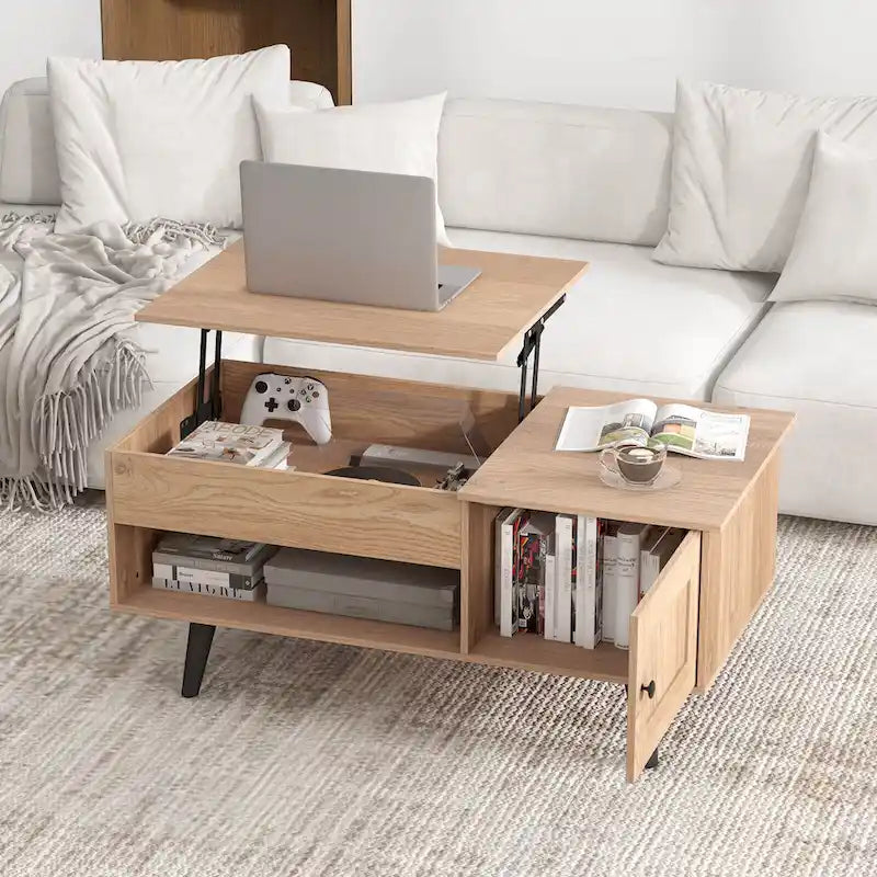 Table basse à plateau relevable Costway avec compartiment de rangement caché - Voir détails