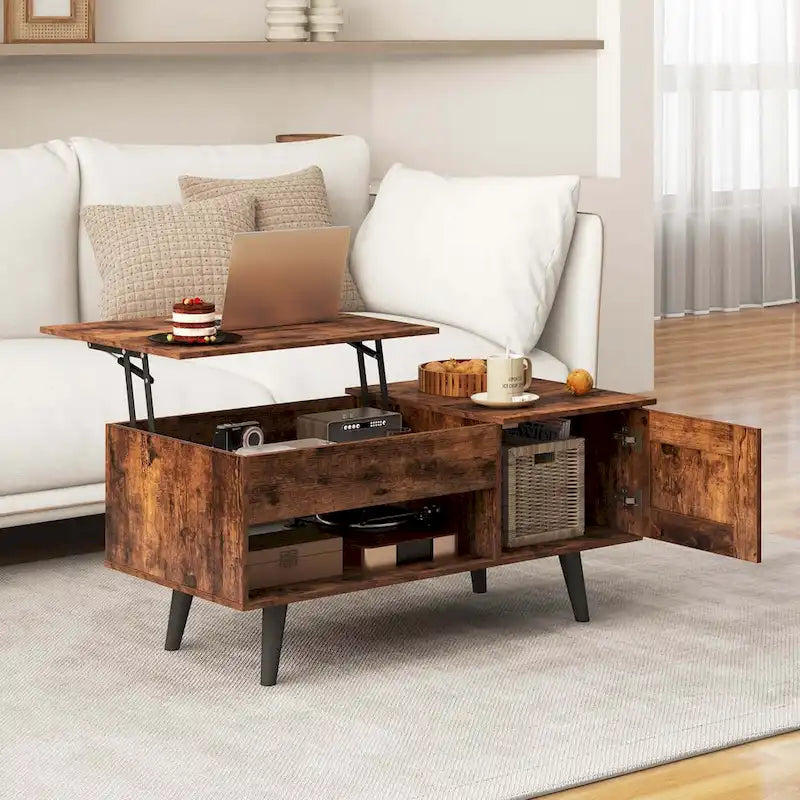 Table basse à plateau relevable Costway avec compartiment de rangement caché - Voir détails