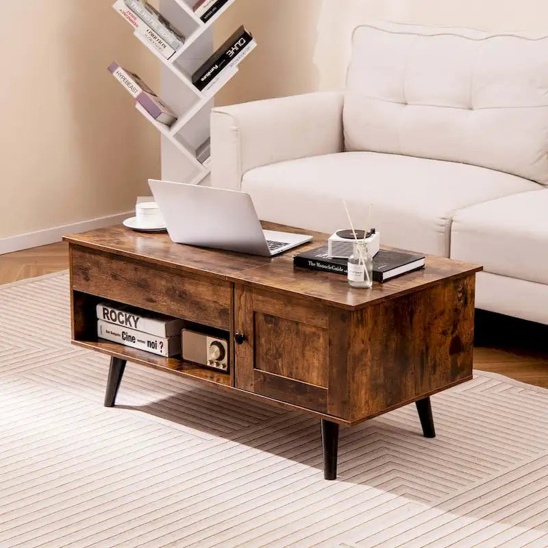 Table basse à plateau relevable Costway avec compartiment de rangement caché - Voir détails