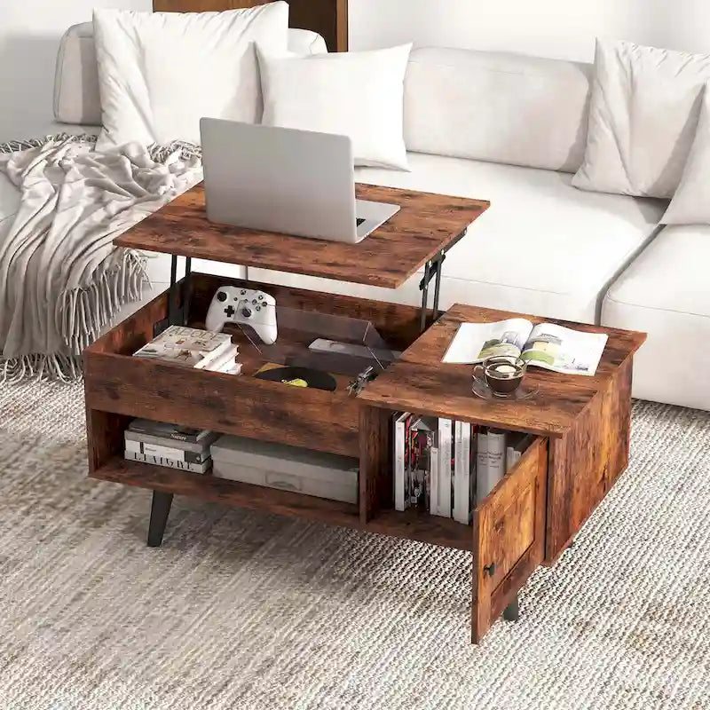 Table basse à plateau relevable Costway avec compartiment de rangement caché - Voir détails