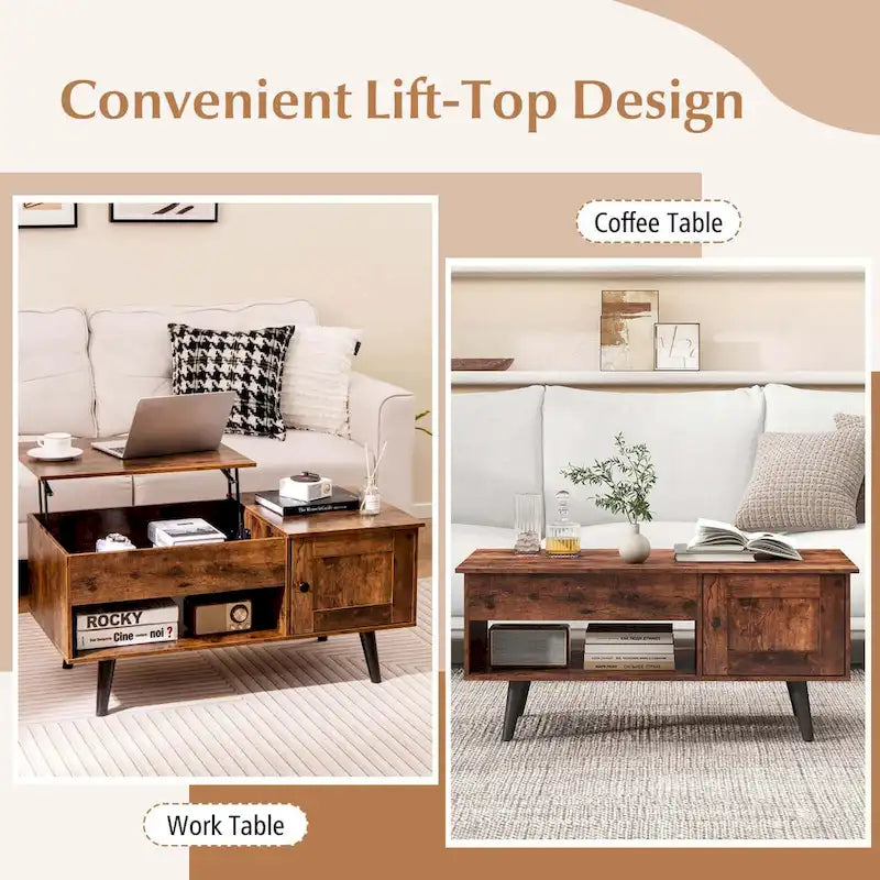 Table basse à plateau relevable Costway avec compartiment de rangement caché - Voir détails