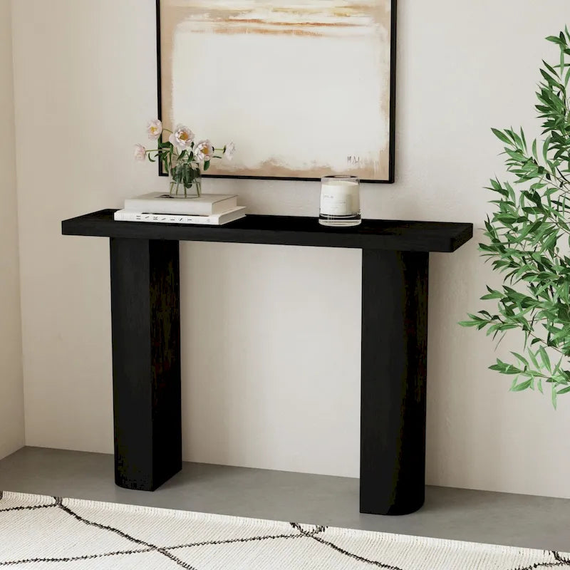 Console en bois de manguier demi-lune par East at Main