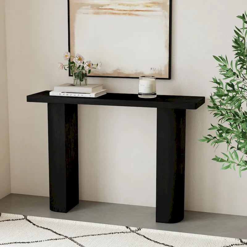 Console en bois de manguier demi-lune par East at Main