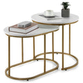 Table basse gigogne Costway Moderne ensemble de 2 tables basses d'appoint en marbre