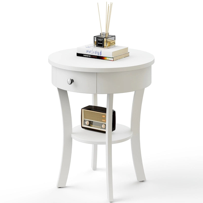 Costway Table d'appoint canapé à 2 niveaux, table de chevet ronde pour chambre à coucher et salon