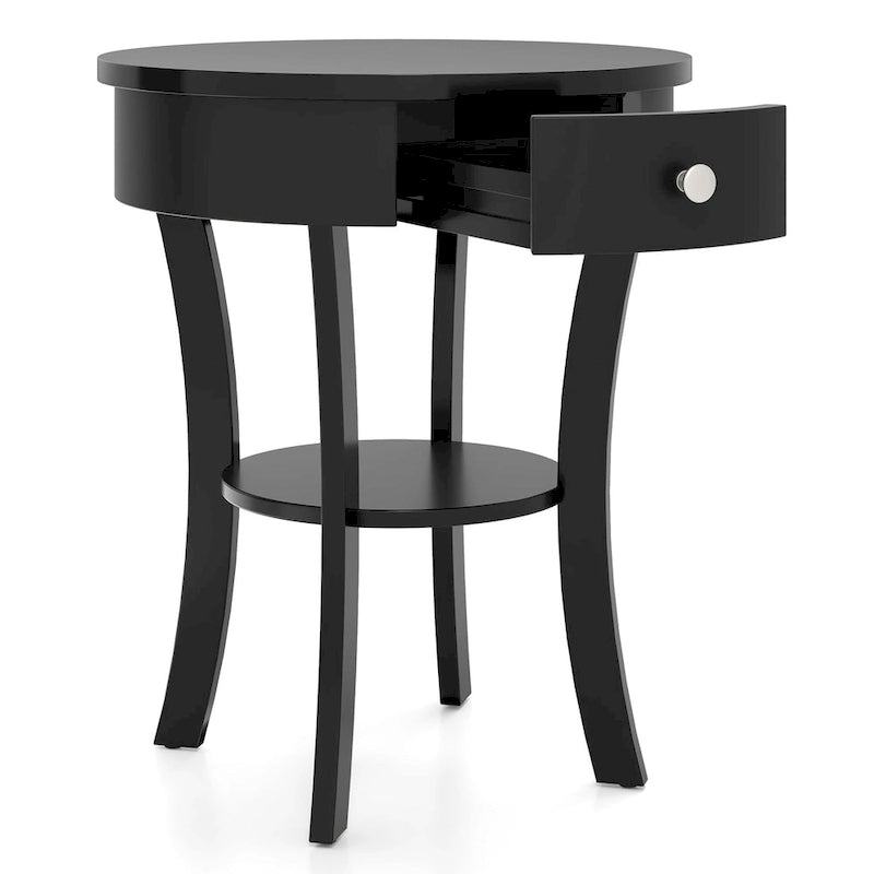 Costway Table d'appoint canapé à 2 niveaux, table de chevet ronde pour chambre à coucher et salon