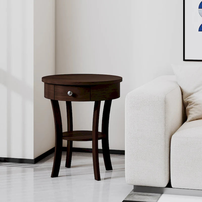 Costway Table d'appoint canapé à 2 niveaux, table de chevet ronde pour chambre à coucher et salon