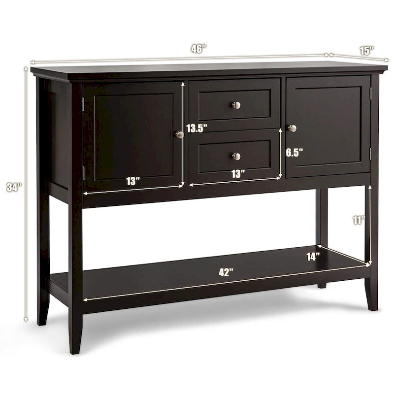 Table console en bois Costway avec tiroirs