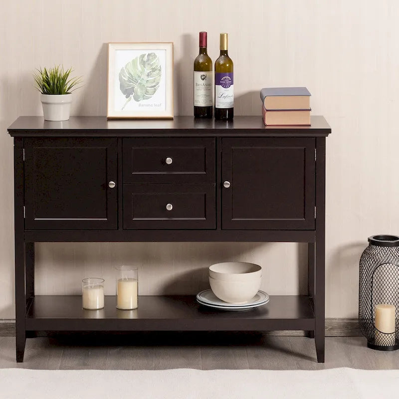 Table console en bois Costway avec tiroirs