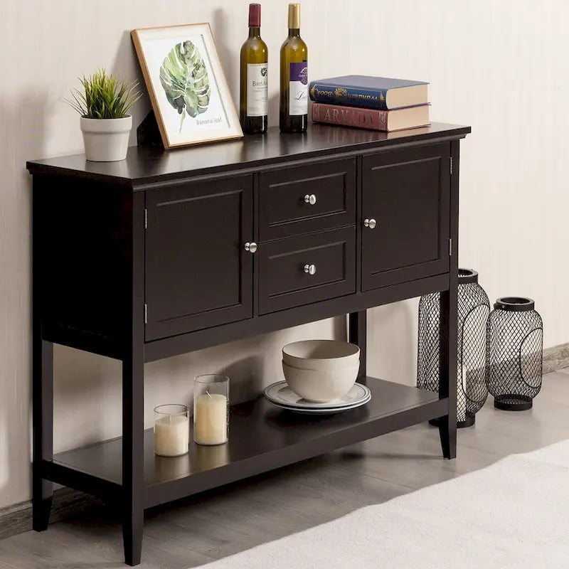 Table console en bois Costway avec tiroirs