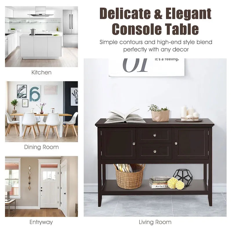 Table console en bois Costway avec tiroirs