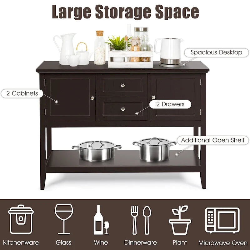 Table console en bois Costway avec tiroirs