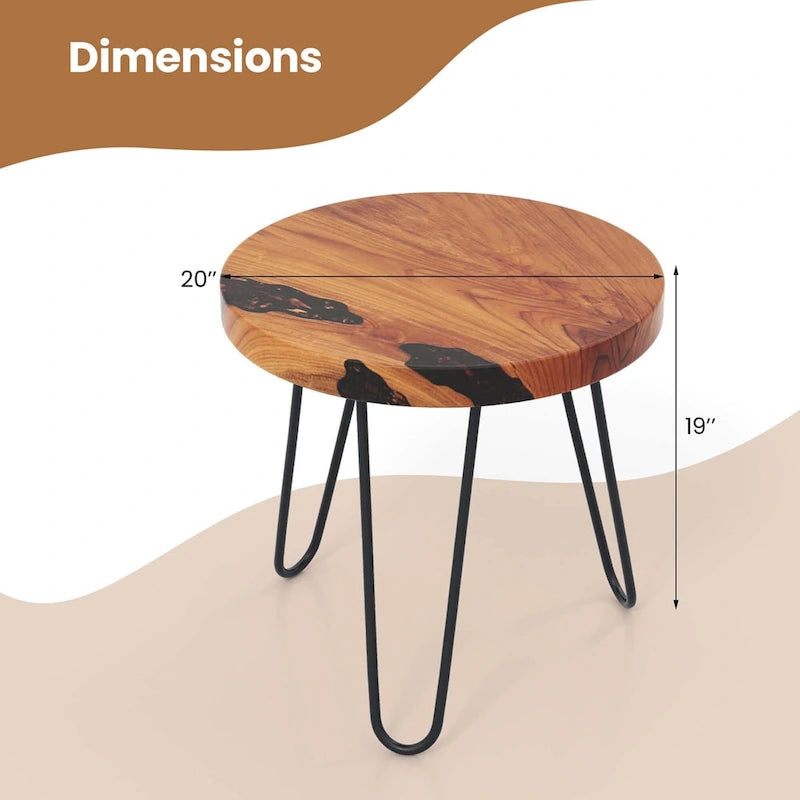Table d'appoint d'extérieur Costway 20 ronde en teck massif à bords vifs - Voir détails
