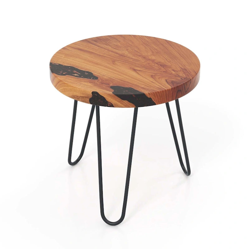 Table d'appoint d'extérieur Costway 20 ronde en teck massif à bords vifs - Voir détails