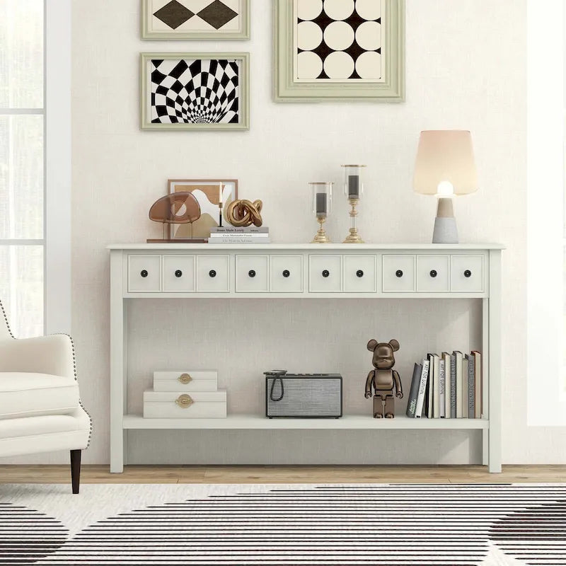 Costway 60 Table console rétro avec 4 tiroirs et - Voir détails