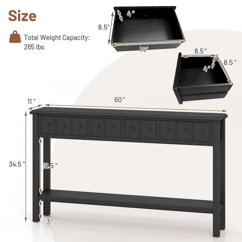 Costway 60 Table console rétro avec 4 tiroirs et - Voir détails