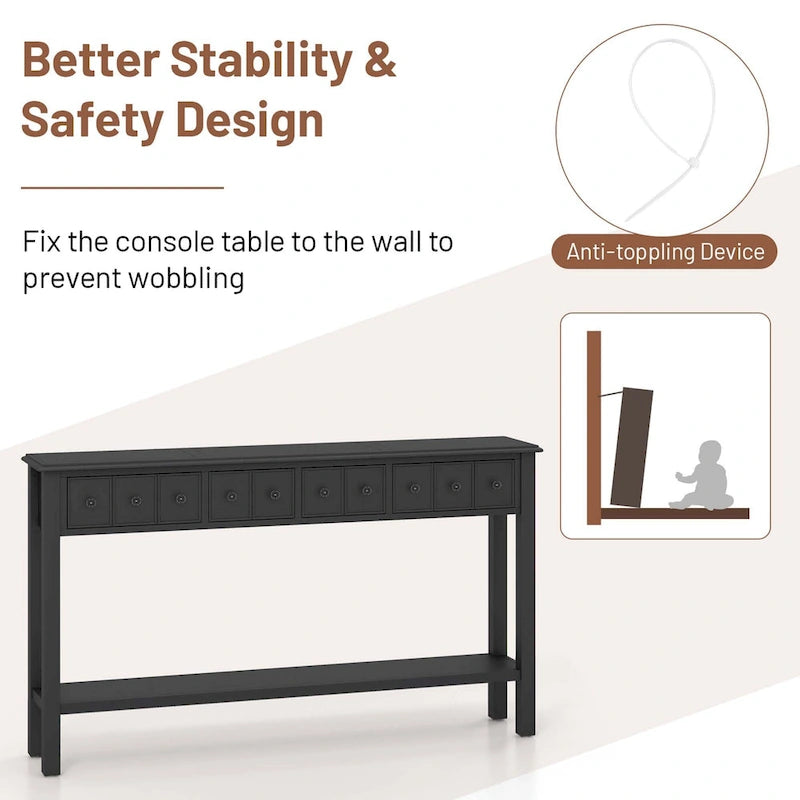 Costway 60 Table console rétro avec 4 tiroirs et - Voir détails