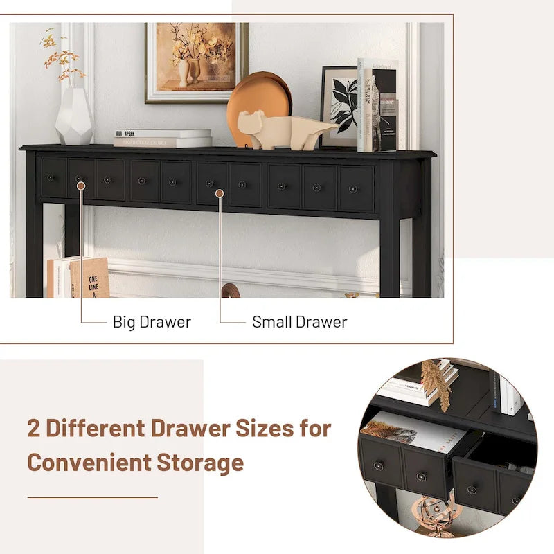 Costway 60 Table console rétro avec 4 tiroirs et - Voir détails