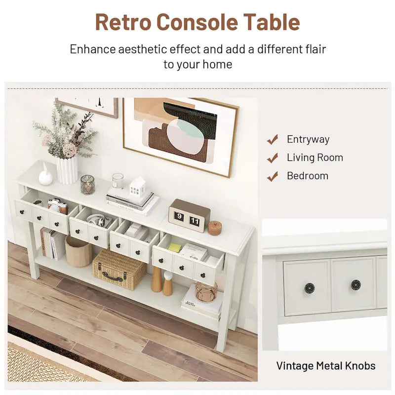 Costway 60 Table console rétro avec 4 tiroirs et - Voir détails