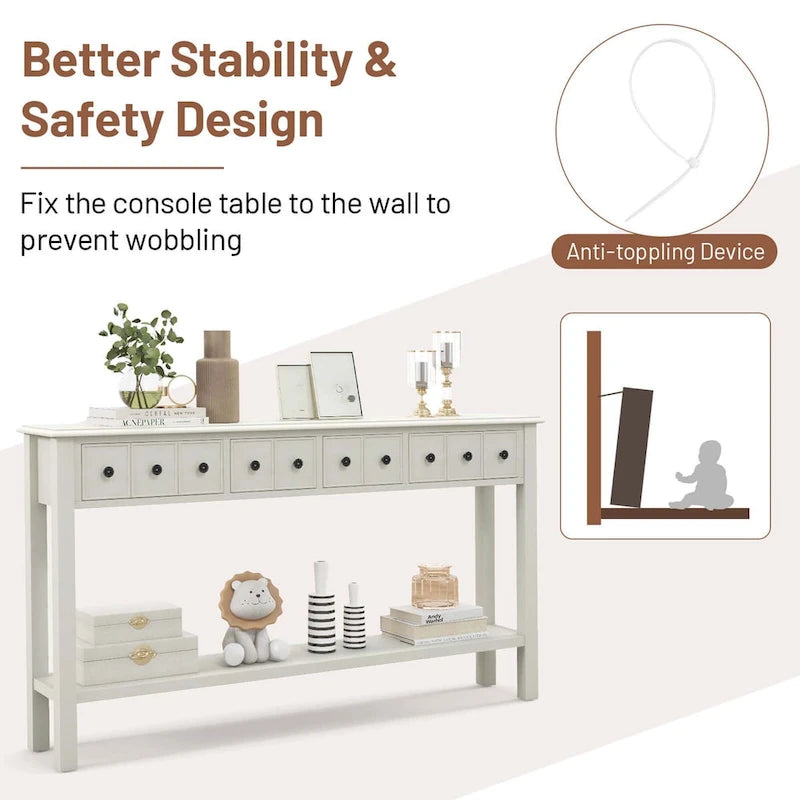 Costway 60 Table console rétro avec 4 tiroirs et - Voir détails
