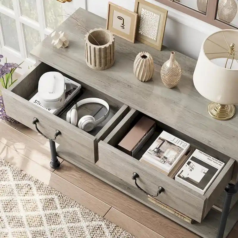 Consoles IDEALHOUSE avec 2 tiroirs, étagères de rangement