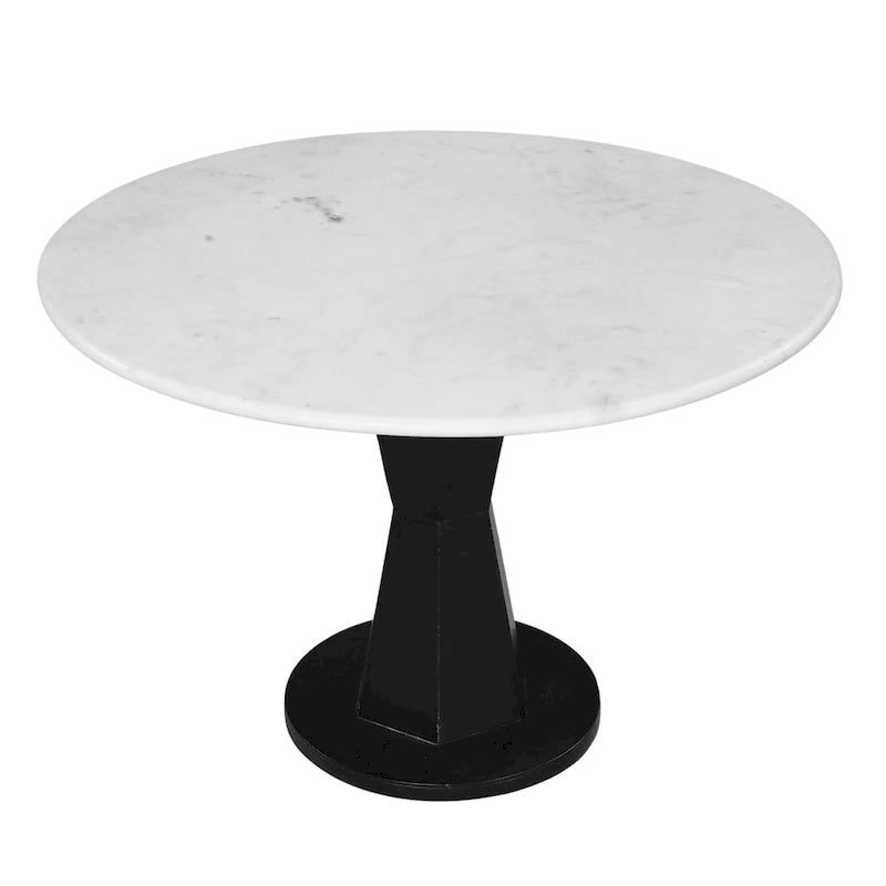 Table basse Riko, plateau en marbre blanc sur piètement moderne en fer, table ronde, 27