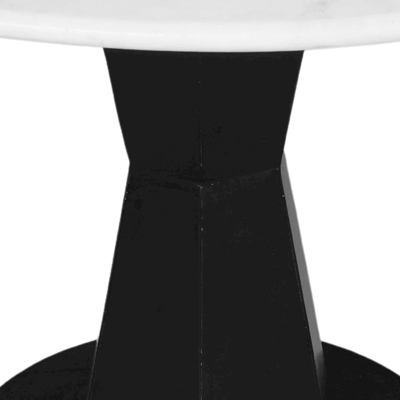 Table basse Riko, plateau en marbre blanc sur piètement moderne en fer, table ronde, 27