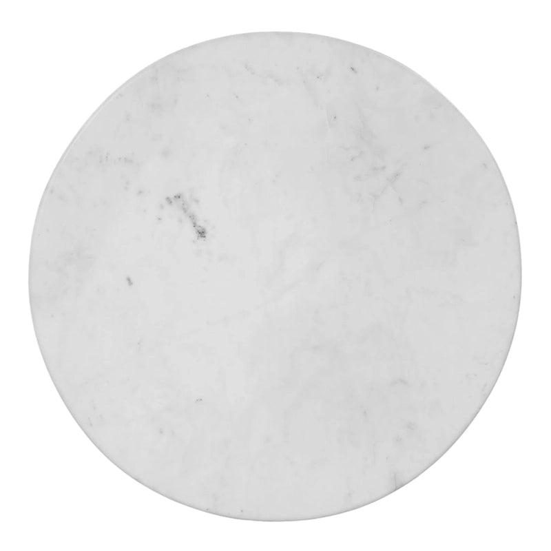 Table basse Riko, plateau en marbre blanc sur piètement moderne en fer, table ronde, 27