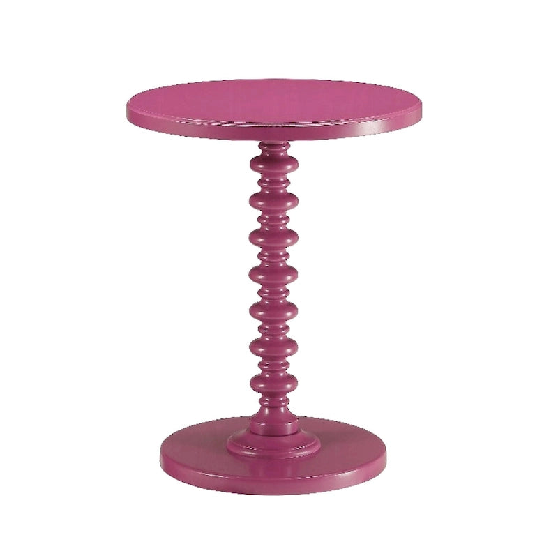 Table d'appoint ronde Toni avec piédestal tourné, en bois violet de 56 cm