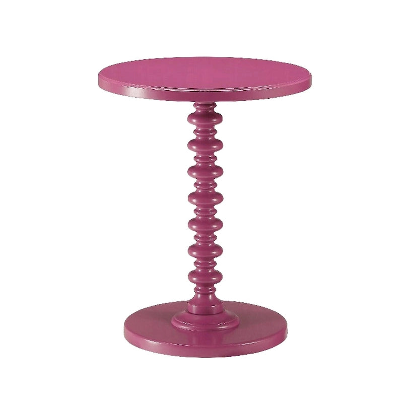 Table d'appoint ronde Toni avec piédestal tourné, en bois violet de 56 cm