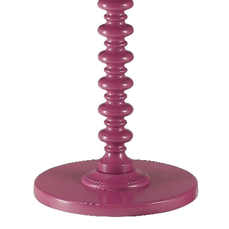 Table d'appoint ronde Toni avec piédestal tourné, en bois violet de 56 cm