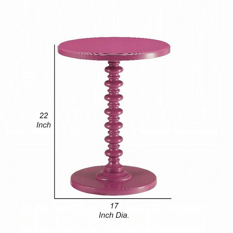 Table d'appoint ronde Toni avec piédestal tourné, en bois violet de 56 cm