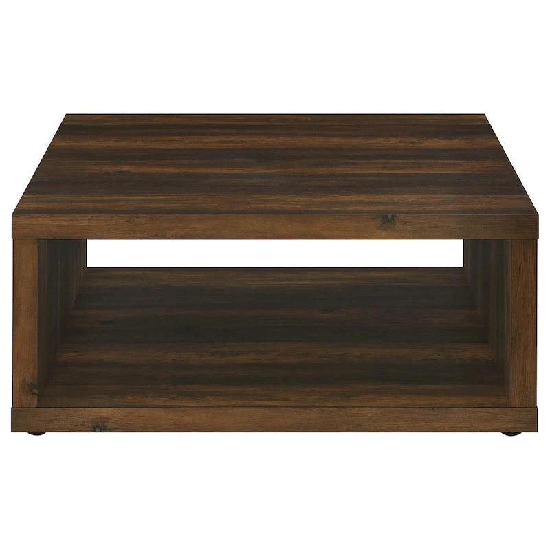Table basse Rizz, conception cube carré, étagère ouverte, 36 pouces, marron foncé