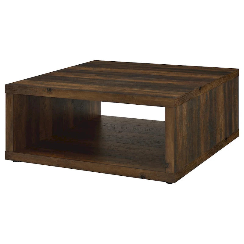 Table basse Rizz, conception cube carré, étagère ouverte, 36 pouces, marron foncé