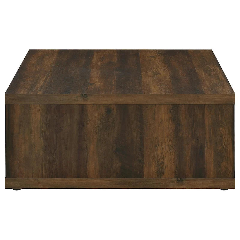 Table basse Rizz, conception cube carré, étagère ouverte, 36 pouces, marron foncé