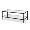 Table basse rectangulaire moderne en verre avec cadre en acier et étagère de rangement pour salon - 114,3 cm (L) x 50,8 cm (l) x 43,2 cm (H)