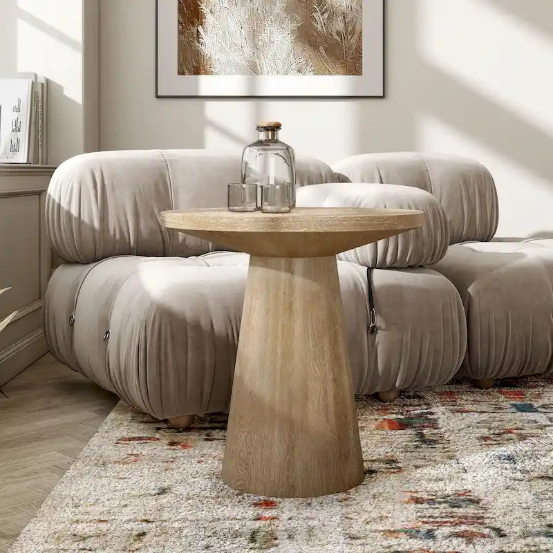 Table d'appoint piédestal ronde moderne en bois massif Vitten de Furniture of America