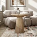 Table d'appoint piédestal ronde moderne en bois massif Vitten de Furniture of America