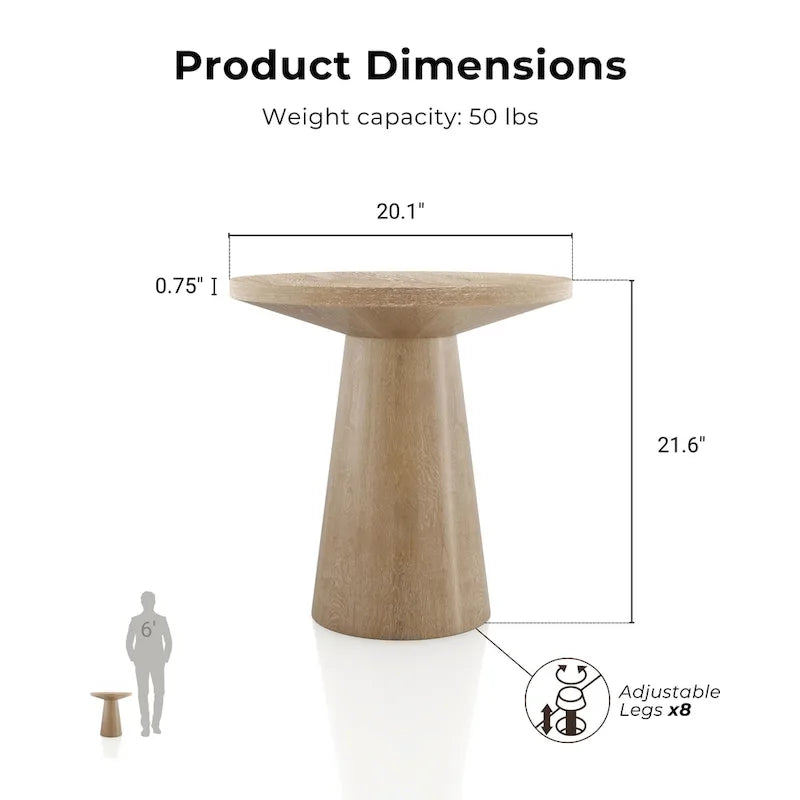 Table d'appoint piédestal ronde moderne en bois massif Vitten de Furniture of America