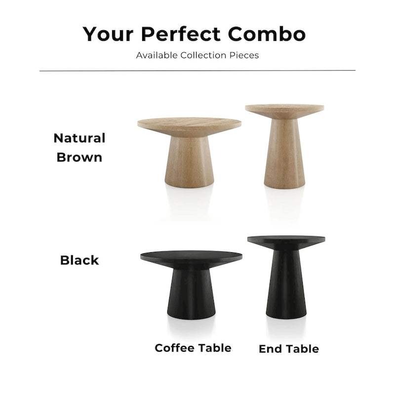 Table d'appoint piédestal ronde moderne en bois massif Vitten de Furniture of America