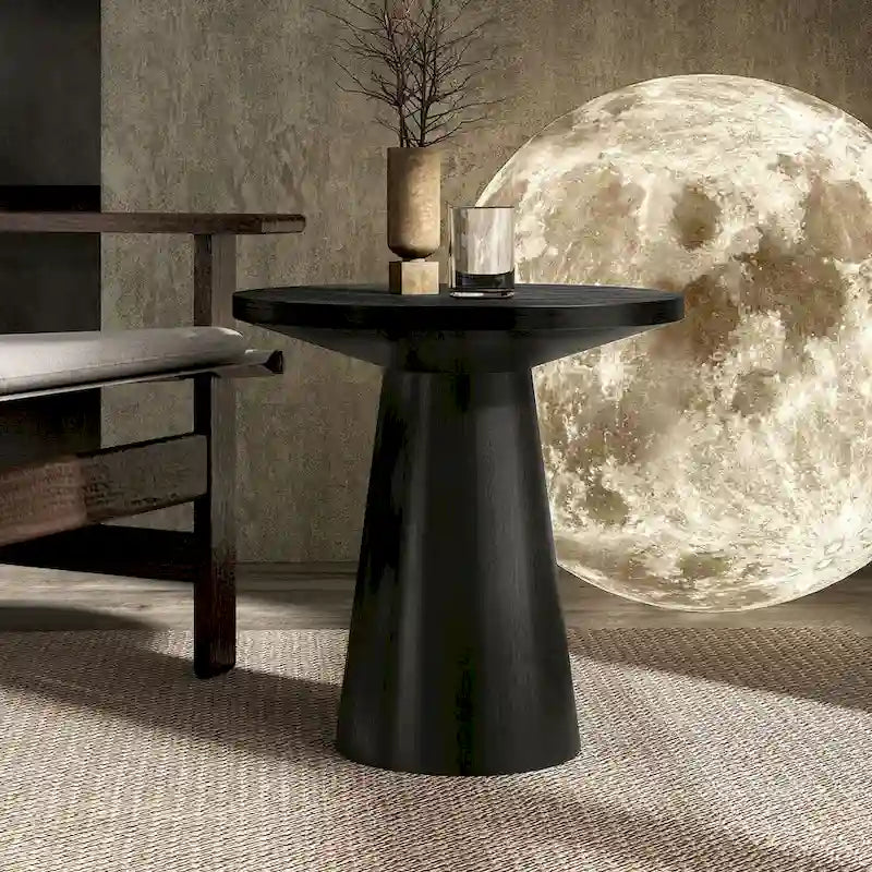 Table d'appoint piédestal ronde moderne en bois massif Vitten de Furniture of America