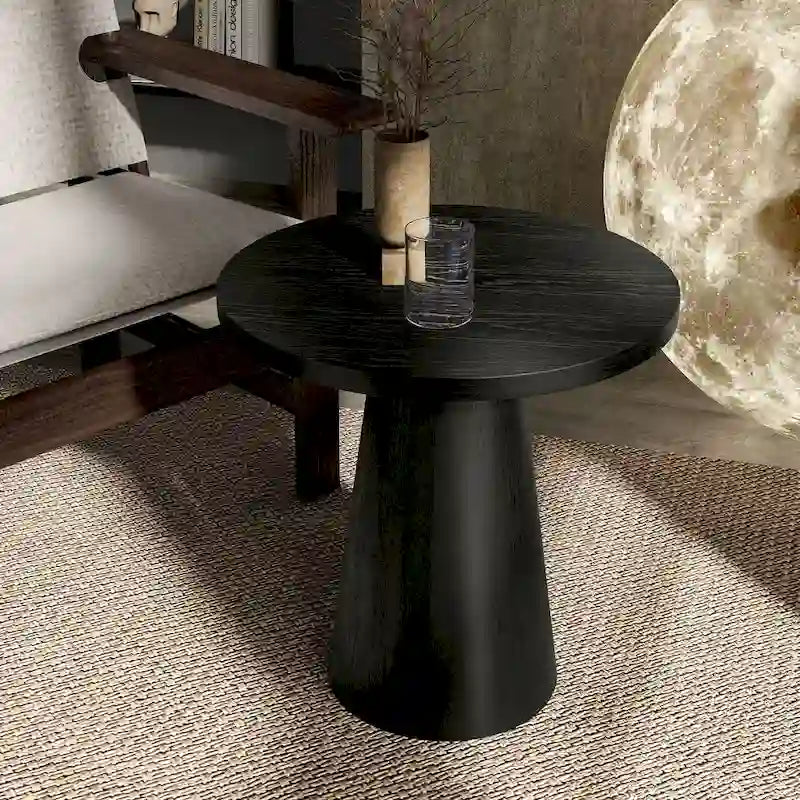Table d'appoint piédestal ronde moderne en bois massif Vitten de Furniture of America