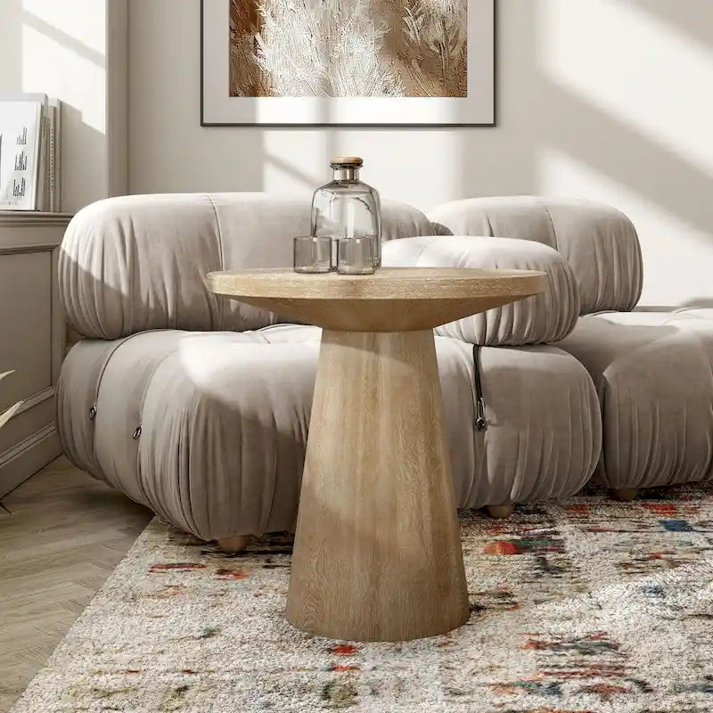 Table d'appoint piédestal ronde moderne en bois massif Vitten de Furniture of America
