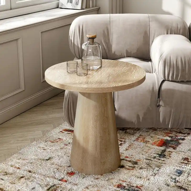Table d'appoint piédestal ronde moderne en bois massif Vitten de Furniture of America