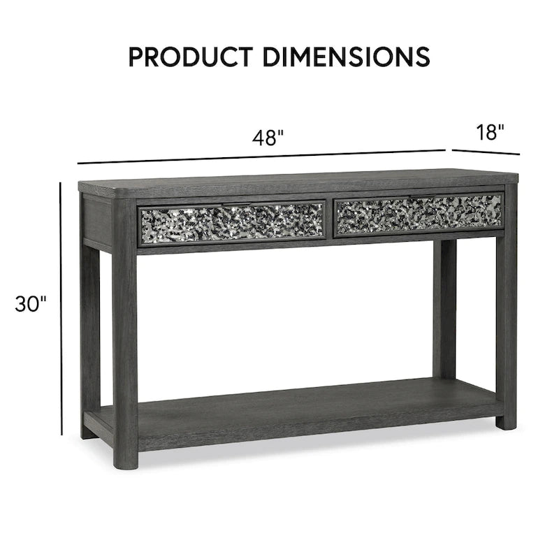 Table de canapé à 2 tiroirs en bois de frêne gris moderne Piez de Furniture of America avec étagère ouverte