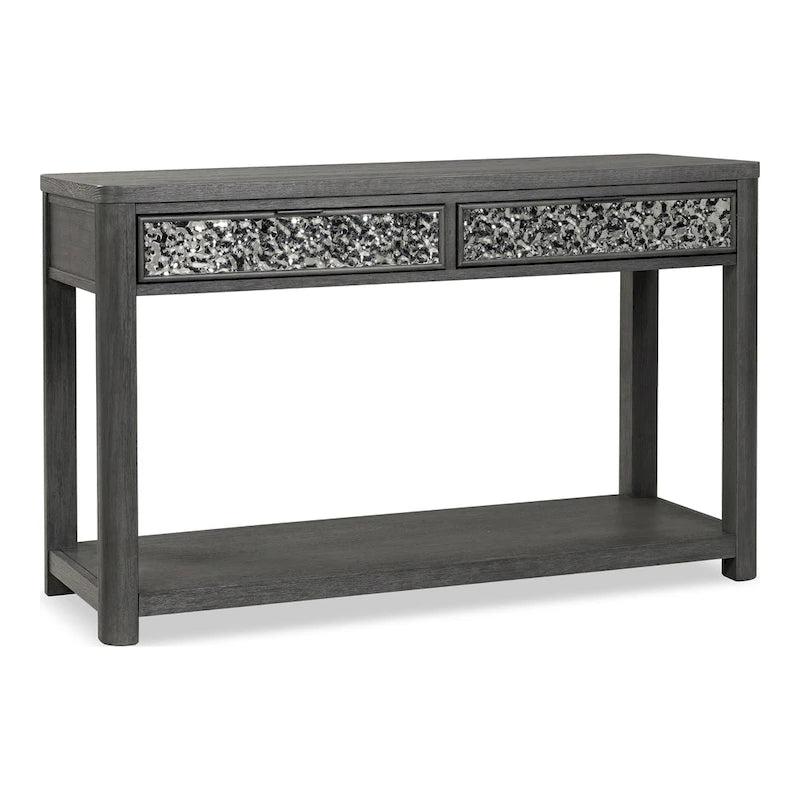 Table de canapé à 2 tiroirs en bois de frêne gris moderne Piez de Furniture of America avec étagère ouverte