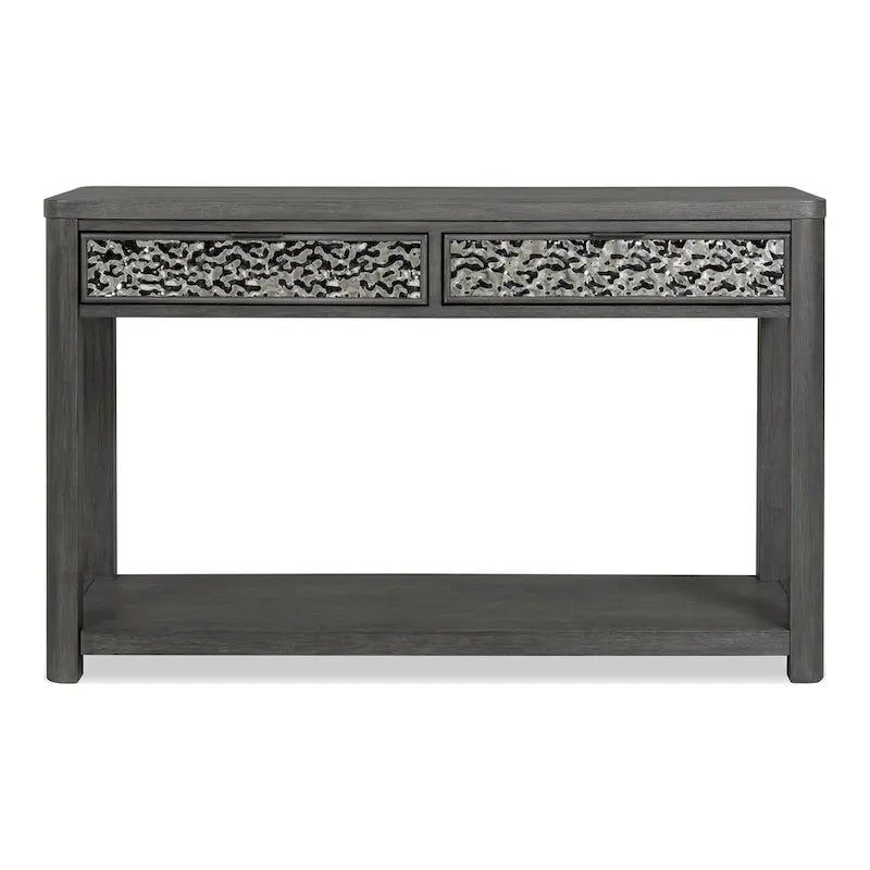 Table de canapé à 2 tiroirs en bois de frêne gris moderne Piez de Furniture of America avec étagère ouverte