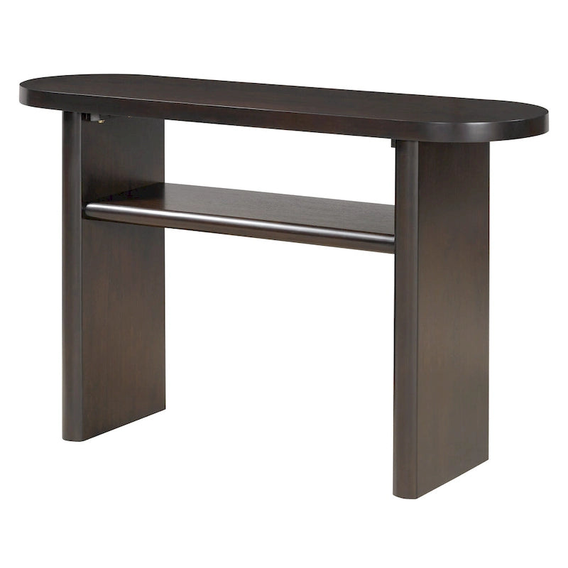 Console élégante et minimaliste avec bords arrondis et étagère robuste pour entrée