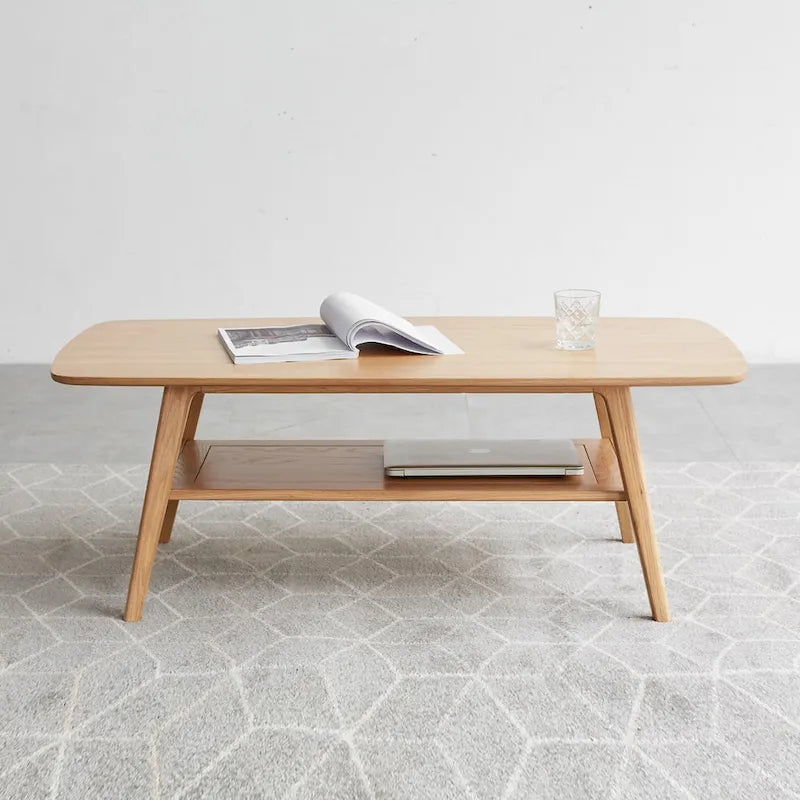 Christopher Knight Home - Table basse en chêne massif Hudson avec étagère de rangement pour salon et bureau à domicile