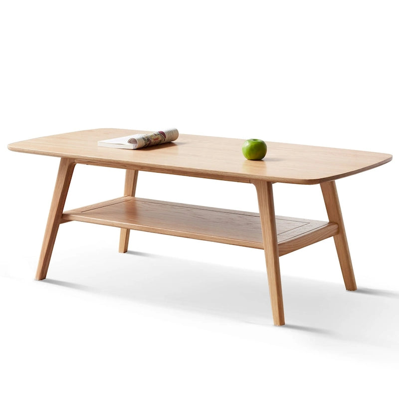 Christopher Knight Home - Table basse en chêne massif Hudson avec étagère de rangement pour salon et bureau à domicile